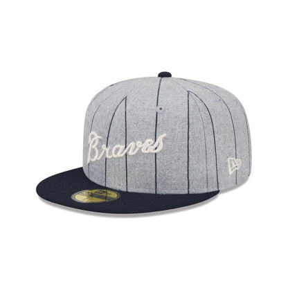 Atlanta Braves Heather Pinstripe 59FIFTY Fitted Hat