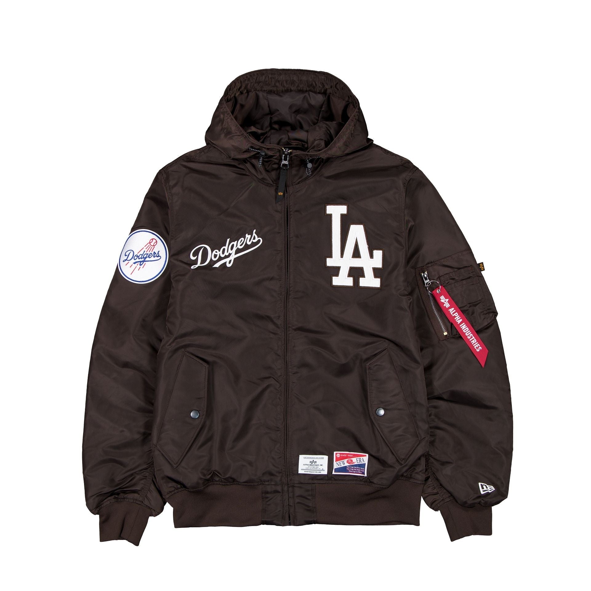 Alpha Industries x Los Angeles Dodgers L-2B Hooded Bomber Jacket Brown