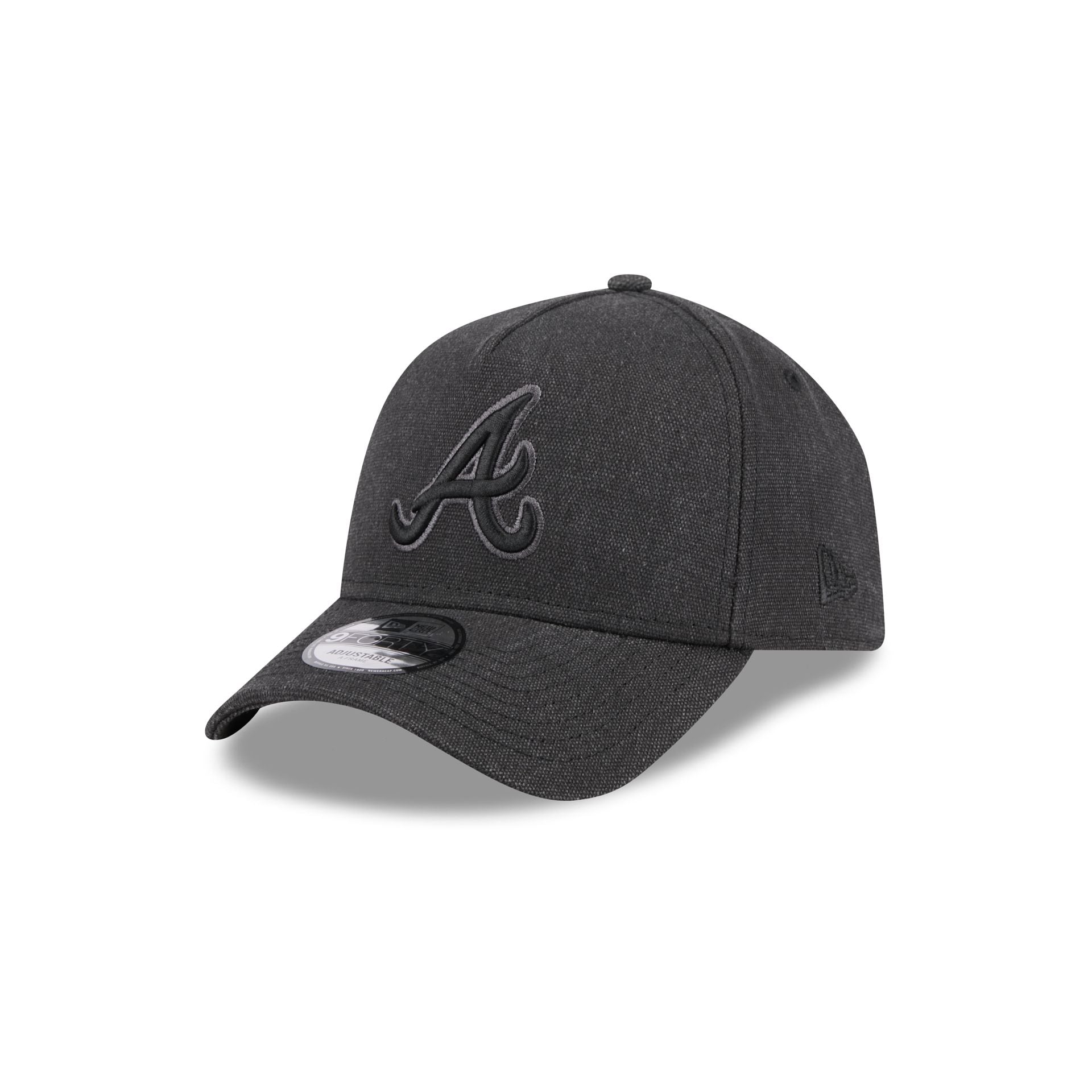 Atlanta Braves Logo Essentials Black 9FORTY A-Frame Snapback Hat