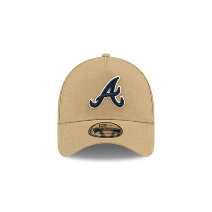 Atlanta Braves Logo Essentials Khaki 9FORTY A-Frame Snapback Hat