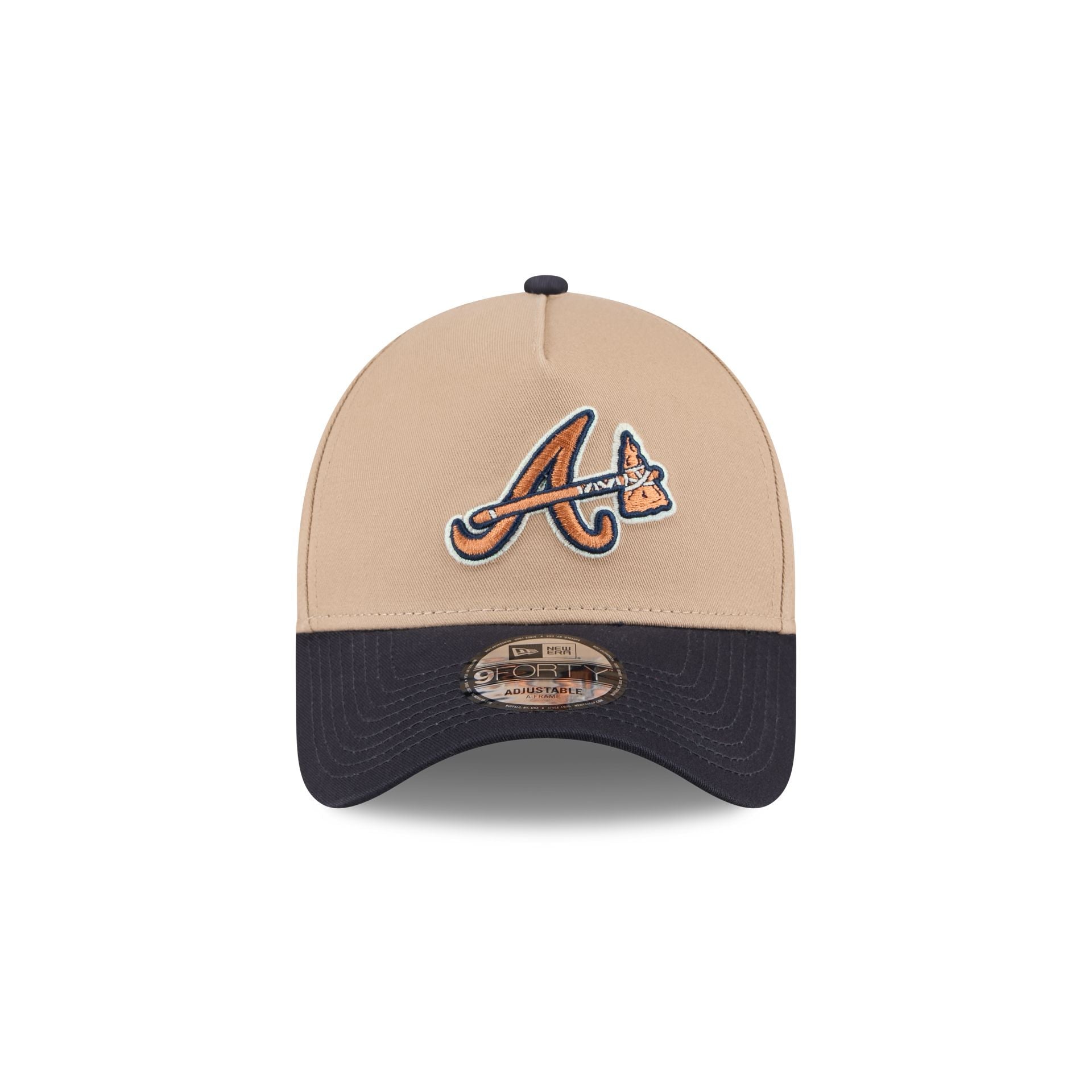 Atlanta Braves Beige Khaki 9FORTY A-Frame Snapback Hat