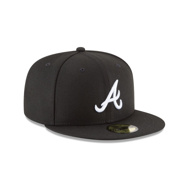 Atlanta Braves Black and White Basic 59FIFTY Fitted Hat