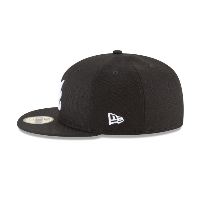 Atlanta Braves Black and White Basic 59FIFTY Fitted Hat